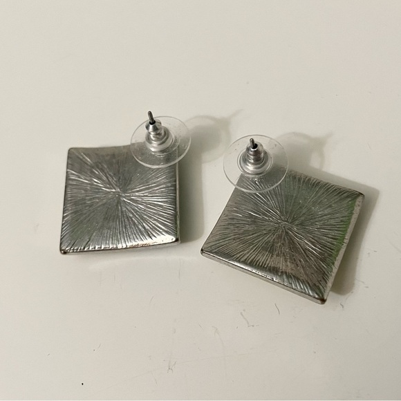 Lot of 2 Double Triangle Drop and Square Bar Stud Earrings - Picture 6 of 16